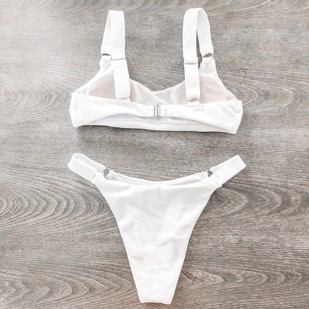 White Ribbed Bikini - Picture 2 of 5